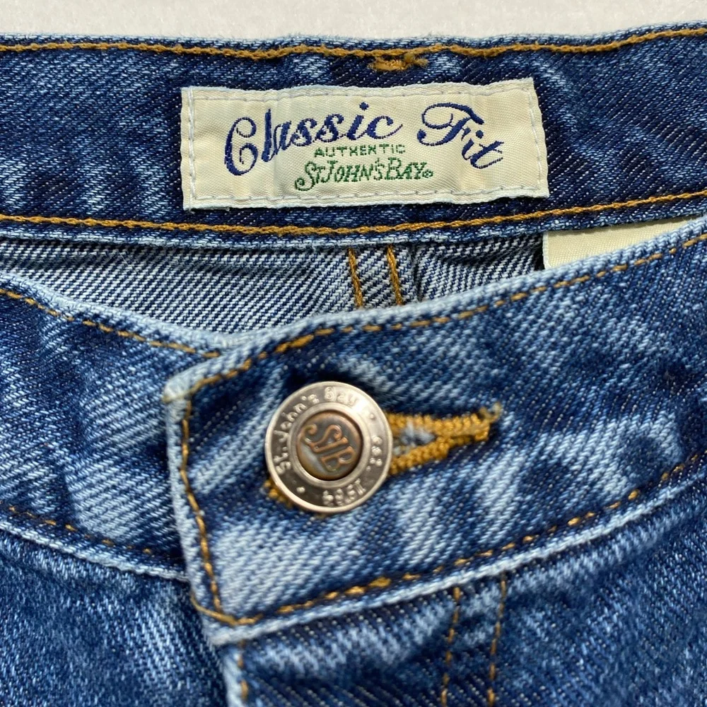 St. John’s Bay Classic Fit Dad Jeans Size 16 Straight Leg Dark Blue Denim